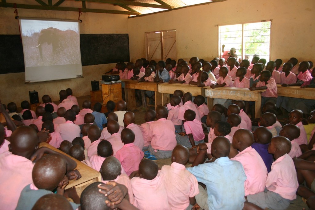 Students watching the films