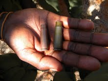 Rifle Cartridges found with the elephant carcass 