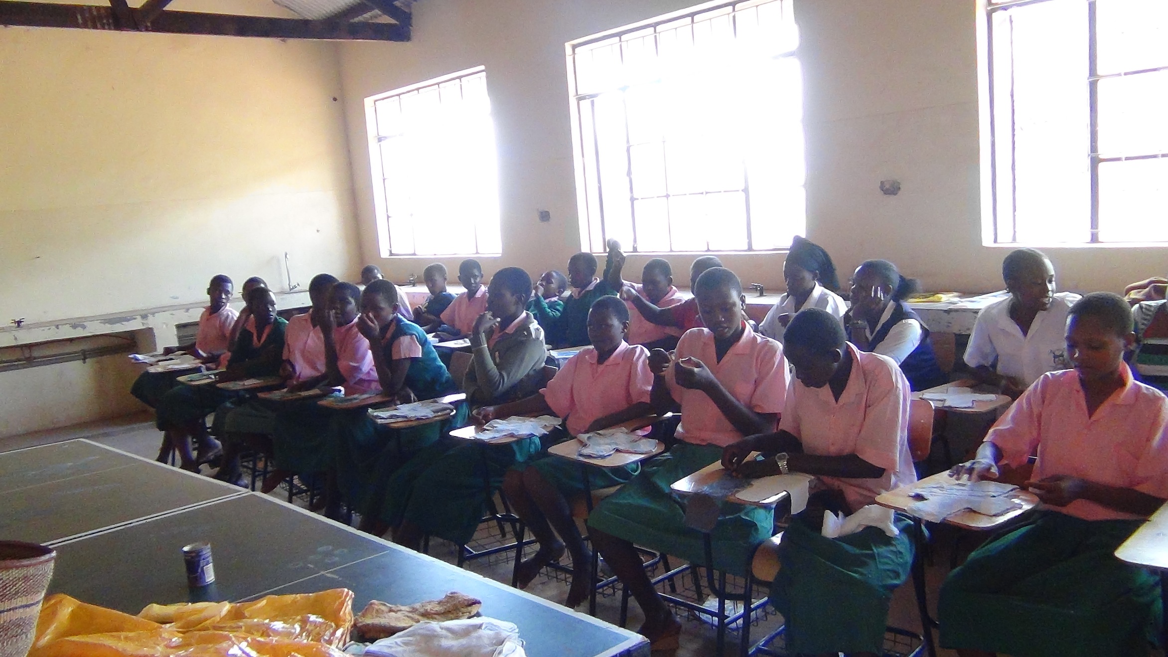 Students who turned up for the first sanitary towel training at Marungu Secondary School